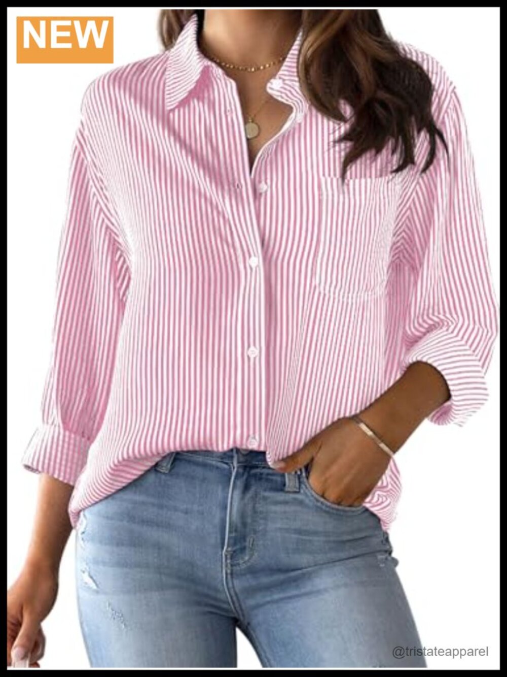 Wrinkle-Resistant Striped Long Sleeve Button Down Shirt